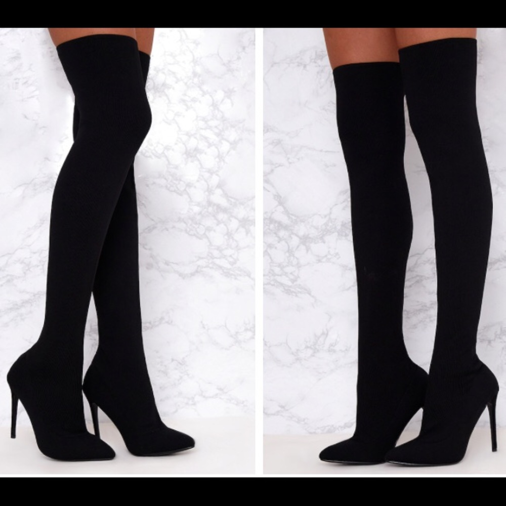Thigh high sock boots